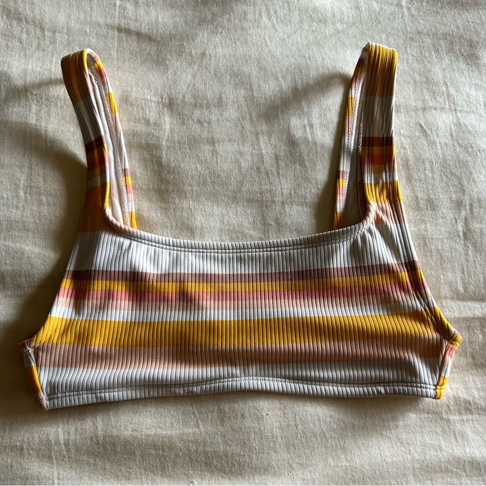 7/$20 yellow, pink, white bikini ribbed top size xs